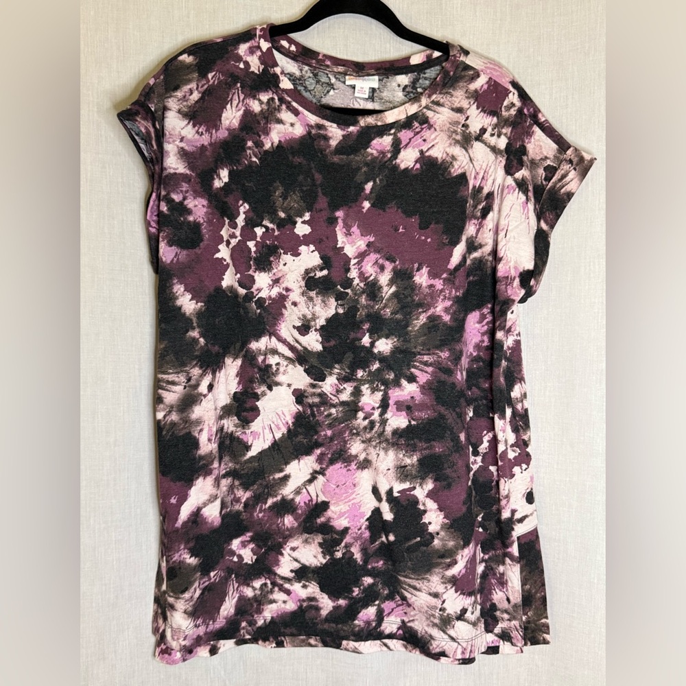 LuLaRoe Women's Tunic - Black and Pink Tie-Dye